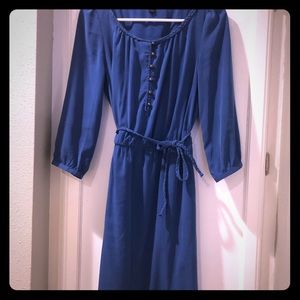 Blue mid length silky dress